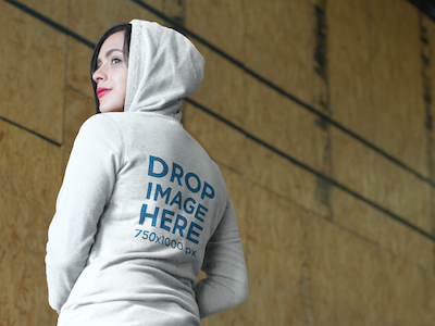 Hoodie Mockup of a Beautiful Woman at a Climbing Gym