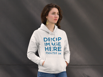 Download Hip Woman Standing in Front of a Wall Hoodie Mockup by ...
