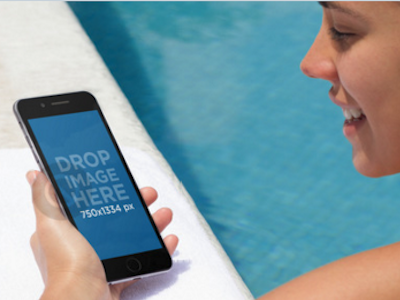 iPhone Mockup Featuring a Pretty Girl by the Pool content marketing tools digital marketing iphone 6 mockup iphone 6 template iphone mockup iphone mockup generator iphone template marketing tools mockup generator mockup template visual content web marketing