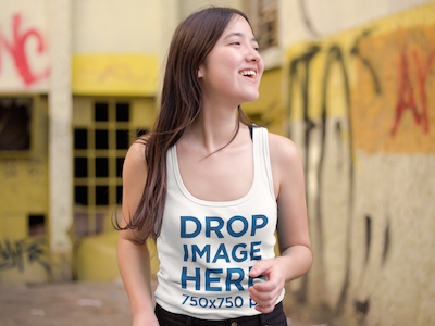 Tank Top Mockup of an Asian Woman in an Abandoned House clothing mockup template content marketing digital marketing marketing tools mockup tools stock photo mockup stock photo template tank top mockup tank top mockup generator tank top mockup template tank top template visual marketing tools
