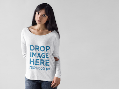 Mockup of a Girl in Front of a White Backdrop digital marketing long sleeve tee mockup long sleeve tee mockup generator long sleeve tee mockup template long sleeve tee template mockup generator mockup template mockup tools stock photo mockup stock photo template visual marketing campaign web marketing