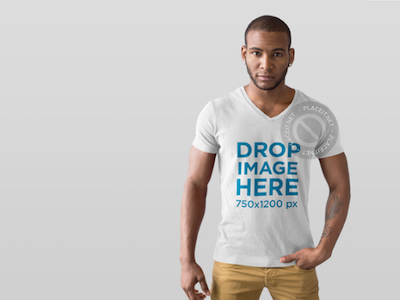 Download T-Shirt Mockup of a Handsome Man in a Photo Studio by ...