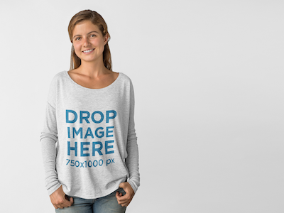 Bella Long Sleeve Mockup of a Smiling Young Girl at a Studio