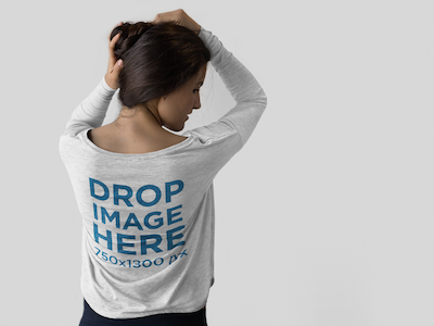 Long Sleeve T-Shirt Mockup of a Girl Grabbing her Hair