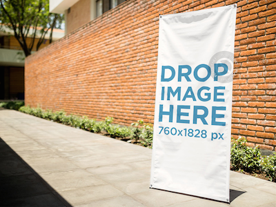 Mockup Template of a Banner on a Sidewalk ad mockup banner mockup banner template content marketing digital marketing mockup generator mockup template online marketing tools photorealistic template stock photo mockup stock photo template web marketing
