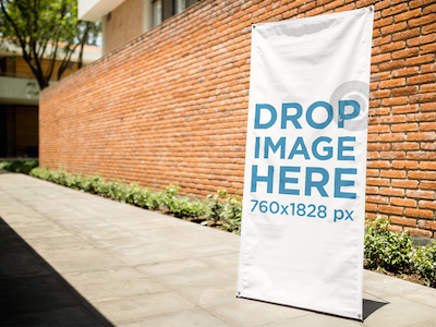 Mockup Template of a Banner on a Sidewalk