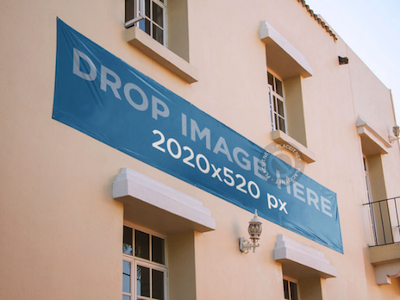 Banner Mockup of a Horizontal Banner on a Building