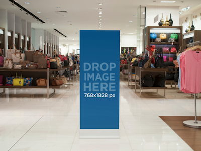 Vertical Banner Mockup at a Department Store