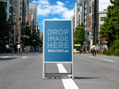 Billboard Mockup Standing in the Middle of a Street