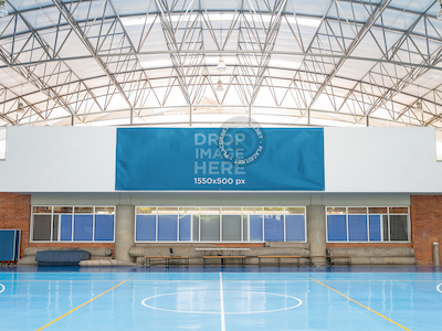 Big Horizontal Banner Mockup at a Gymnasium