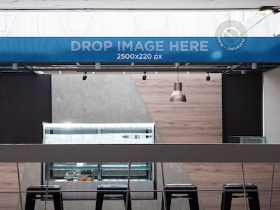 Horizontal Banner Mockup at a Coffee Bar