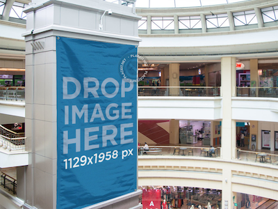 Download Big Vertical Banner Mockup at a Shopping Mall by Placeit on Dribbble