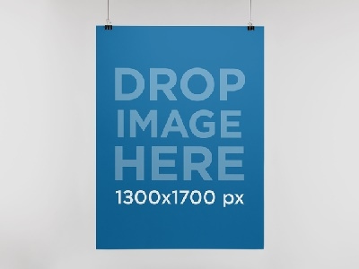 Poster Mockup Hanging On A Thread With Two Black Clips image marketing photorealistic mockup poster poster mockup poster mockup generator poster mockup template poster template web marketing