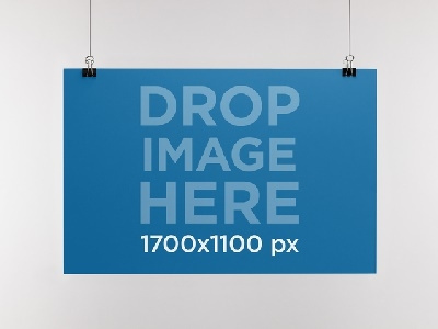 Mockup Template of a Paper Poster Hanging From a Wall