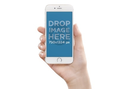 White iPhone Mockup Being Held Over a Flat Backdrop