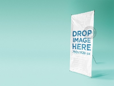 Banner Mockup At a Photo Studio Over a Solid Backdrop
