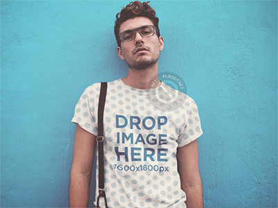 Sublimated T-Shirt Mockup of a Hipster Guy Wearing Suspenders apparel clothing clothing brand clothing mockups marketing mockups t shirt tshirt tshirt mockup