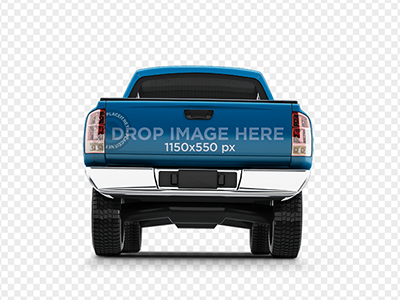 Rear View Car Wrap Mockup of a Pickup Truck