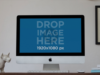 iMac Mockup on a Workdesk at a Creative Home Office branding imac imac mockup marketing mockup mockup template mockups uiux design web design