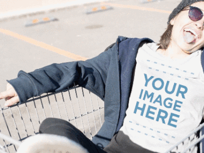 Girl on Shopping Cart T-Shirt Video Mockup