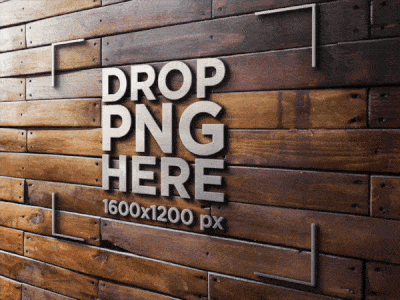 3D Metal Logo on a Wooden Wall Mockup