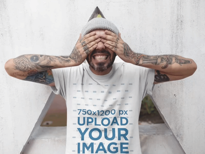 T-Shirt Mockup of a Middle Aged Man Playing Near a Triangle