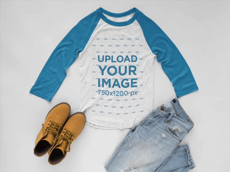 Raglan Tee Mockup with Casual Outfit Set fashion set graphic t shirt graphic tee outfit style t shirt t shirt design t shirt mockup tee template