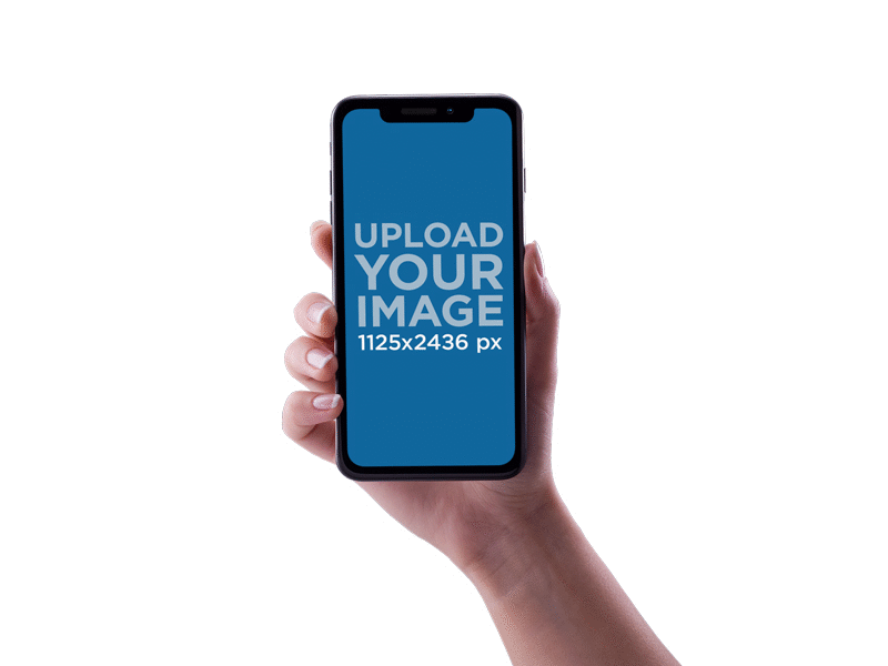 Woman Holding an iPhone X Mockup Against a Transparent Backdrop design template digital marketing iphone iphone mockup iphone x ui ux