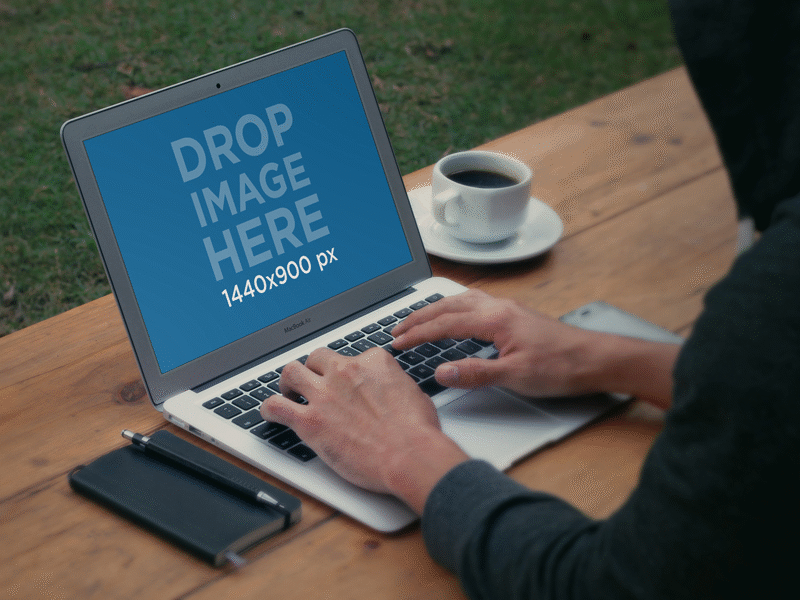Download Mockup Generator Macbook Air Working Outdoors By Placeit On Dribbble