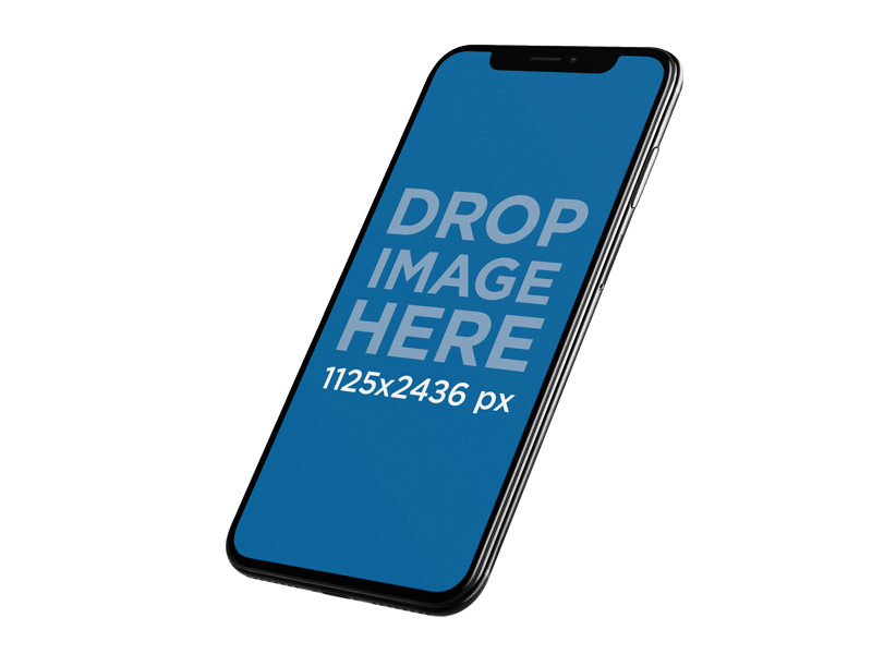 Angled Floating Iphone X Mockup Against A Transparent Backdrop