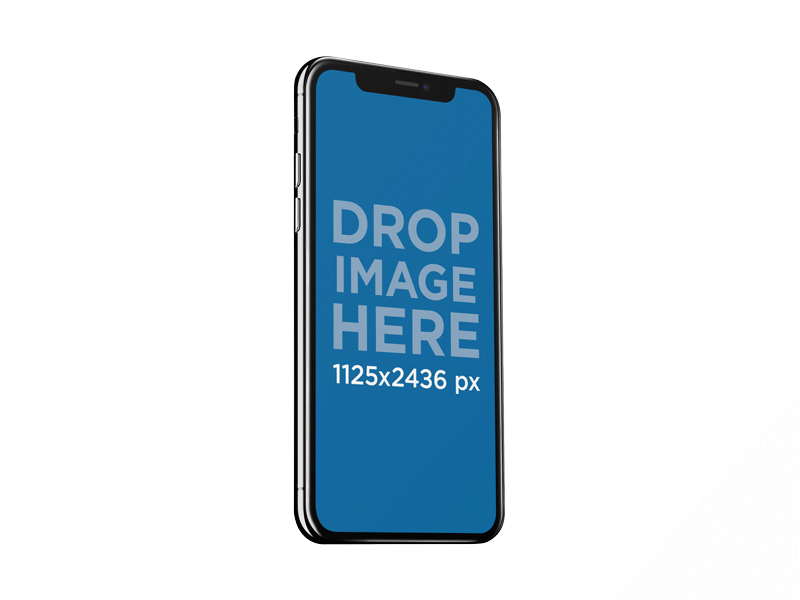 Angled Jet Black Iphone X Mockup Against A Transparent Backdrop