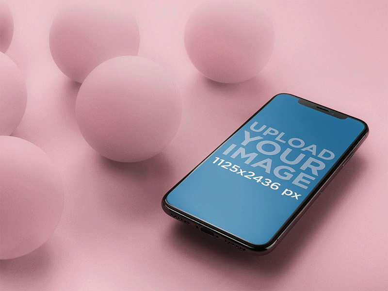 Download Black Iphone X Mockup Floating Near Balls by Placeit on ...