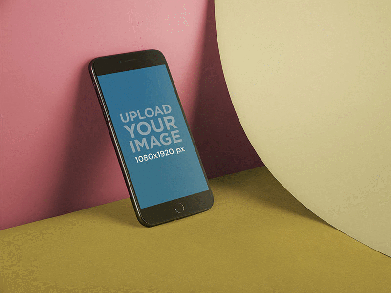 Iphone 8 Mockup Lying Against A Wall Near A Bent Paper digital marketing graphic design iphone iphone mockup iphone x iphone x mockup mockup ui ui design ux ux design web design