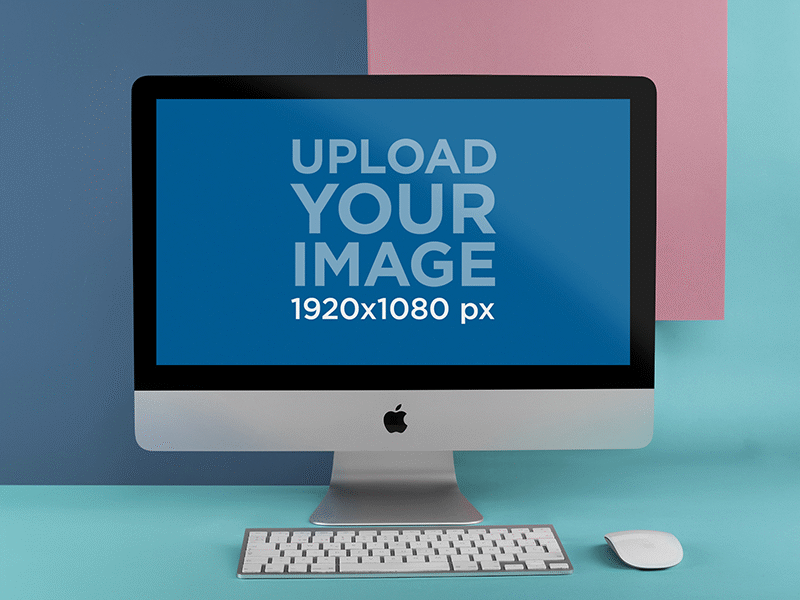 Download Creative Mockup Of An Imac Standing With Keyboard And Mouse By Placeit On Dribbble