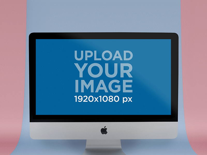 Imac Mockup Standing In A Triple Colored Curved Surface apple imac digital marketing imac imac pro ios mockup mockup generator ui ux web design