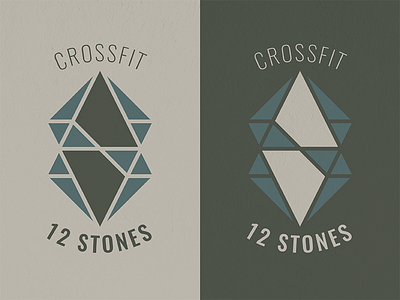 "Crossfit 12 Stones" Logo 12 crossfit exercise gym logo design rock s stone symmetry triangle twelve water