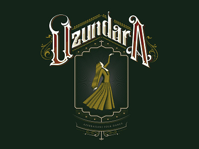 Uzundara Azerbaijan folk dance. Hand lettering series