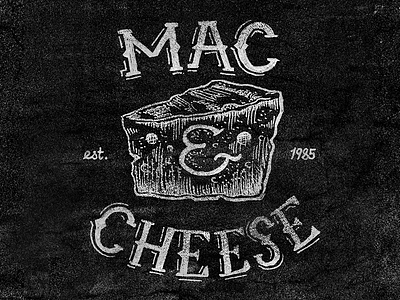 Mac And Cheese corner piece crispy on top food hand lettering texture