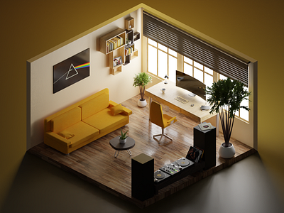 Cozy room 3d 3d modeling architecture art blender design interior lowpoly