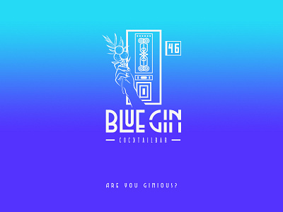 Blue Gin cocktail bar Logo art branding design designer logo logodesign logotype typography vector