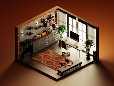 Home office / Blender 3d art blender branding design designer illustration office ui