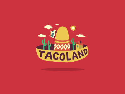 Taco Land fastfood lettering logo taco