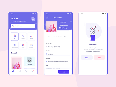On demand services app app design application booking app branding cleamn ui cleaning app flat design handyman app house service app illustration mobile app mobile app design on demand service app ondemand ondemand app service app typography ui design ui design inspiration uiux design
