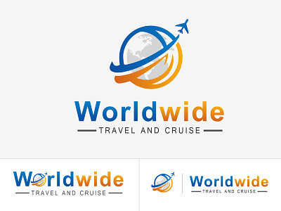 World Wide Travel Logo branding cruise logo design flat design graphic design icon illustration logo logo design travel logo typography uiux design vectore logo world wide logo
