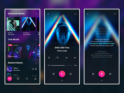 Music Application UI app design branding flat app design graphic design live music app live video app lyrics app music album music app music art song application ui ux video app