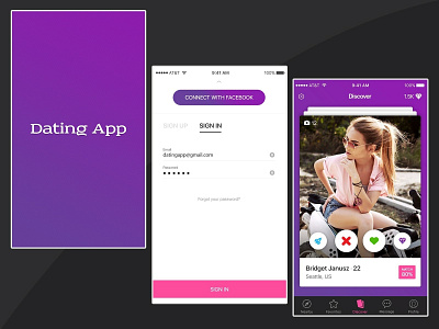 Dating Application UI application design application ux ui business app card app chat application dating app flat design graphic design icon social media app ui ux design