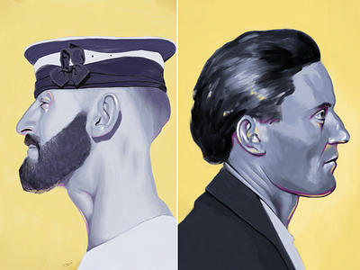 Sailor & Gray blue digital illustration portrait procreate app profile yellow