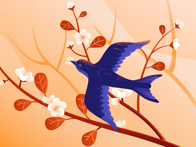 Bird bird flower illustration tree