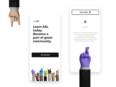 ASL 3d app branding clean colorful illustration language logo minimal sketch text ui ux violet white