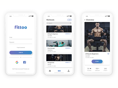 Fitto App UX & UI Design adobe illustrator adobe photoshop adobe xd app blue branding colorful design fitness flat gradient icon logo minimal mobile profile sport ui ux white